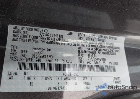 2014 Ford Focus Se from USA, damaged, VIN 1FADP3K28EL367785